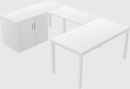 U-shaped desk + cabinet