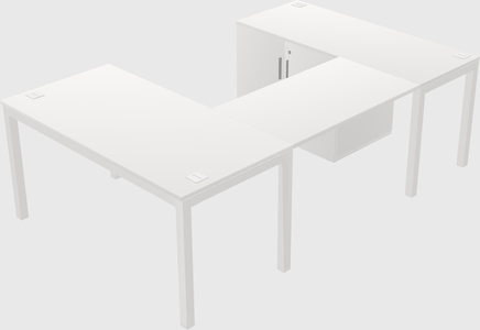 U-shaped desk + cabinet