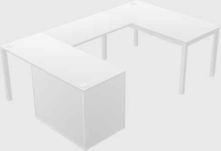 U-shaped desk + cabinet
