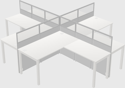 Shared l-shaped cubicles