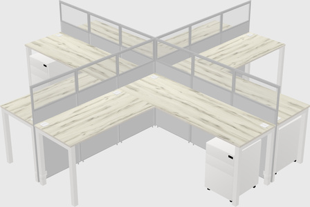 Shared l-shaped cubicles