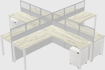 Shared l-shaped cubicles