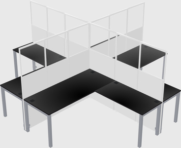Shared l-shaped cubicles