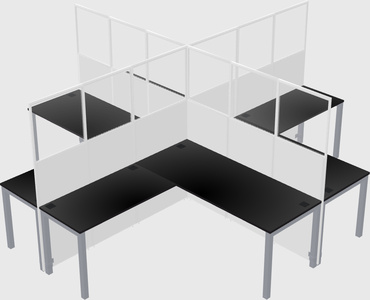 Shared l-shaped cubicles