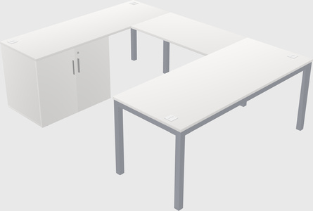 U-shaped desk + cabinet