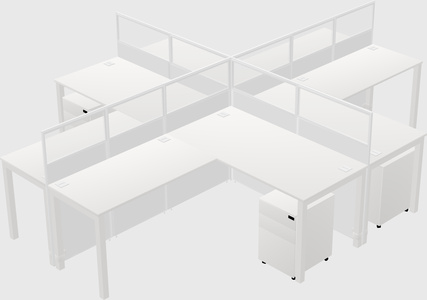 Shared l-shaped cubicles