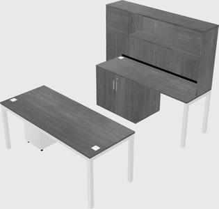 Parallel desk + cabinet