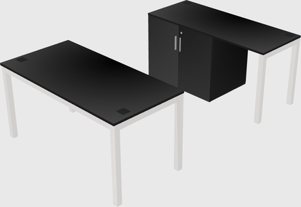 Parallel desk + cabinet