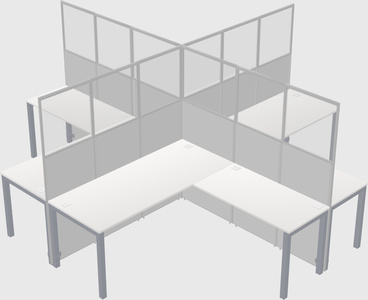 Shared l-shaped cubicles