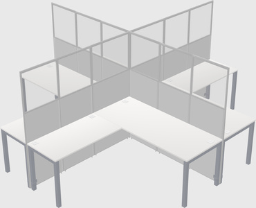 Shared l-shaped cubicles