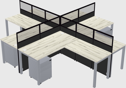 Shared l-shaped cubicles