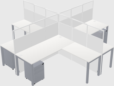 Shared l-shaped cubicles