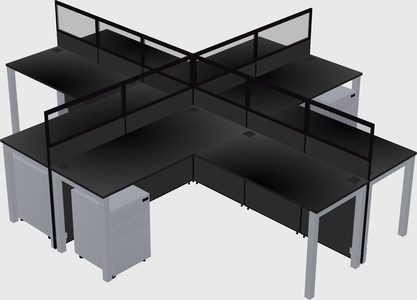 Shared l-shaped cubicles