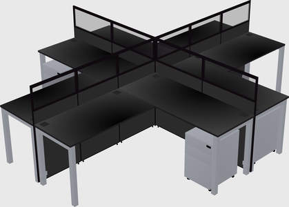 Shared l-shaped cubicles