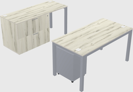 Parallel desk + file cabinet