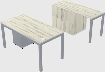 Parallel desk + file cabinet