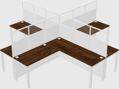 Shared l-shaped cubicles