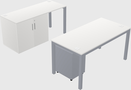 Parallel desk + cabinet