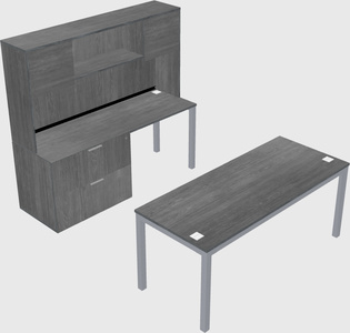 Parallel desk + file cabinet