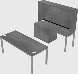 Parallel desk + file cabinet