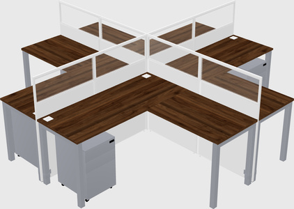 Shared l-shaped cubicles