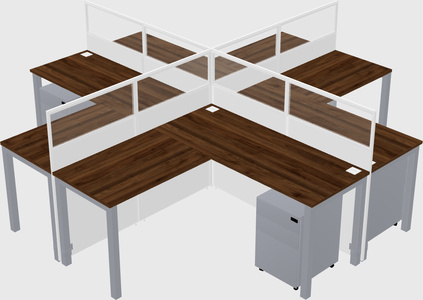 Shared l-shaped cubicles