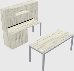 Parallel desk + file cabinet