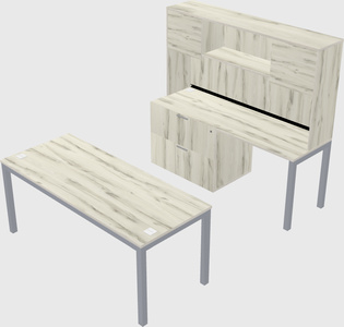 Parallel desk + file cabinet