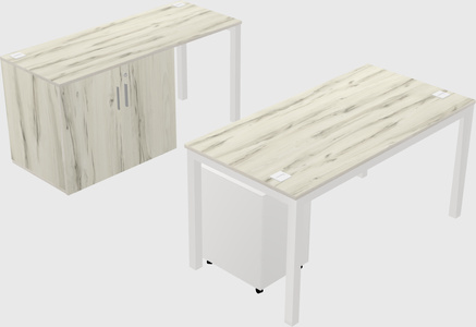 Parallel desk + cabinet
