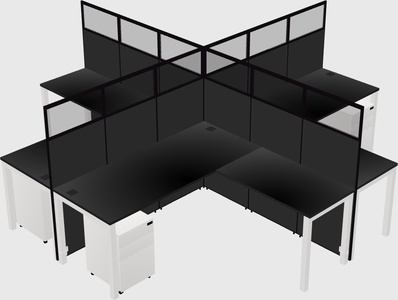 Shared l-shaped cubicles