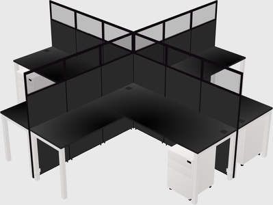 Shared l-shaped cubicles