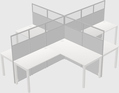 Shared l-shaped cubicles