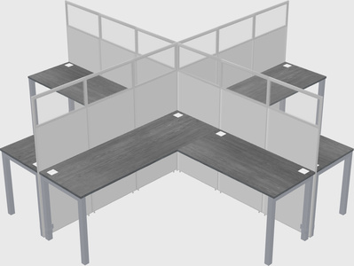 Shared l-shaped cubicles