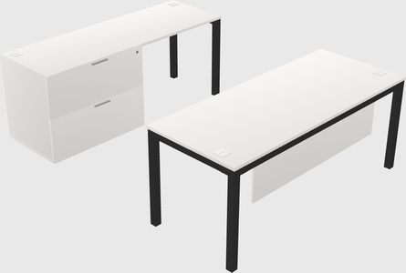 Parallel desk + file cabinet