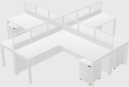 Shared l-shaped cubicles