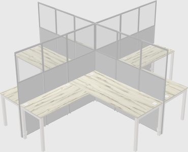 Shared l-shaped cubicles