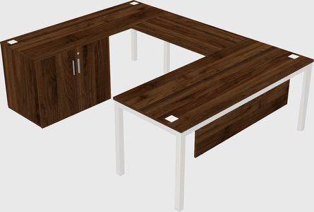 U-shaped desk + cabinet
