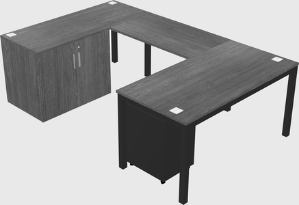 U-shaped desk + cabinet