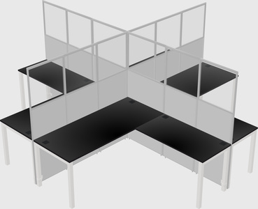 Shared l-shaped cubicles
