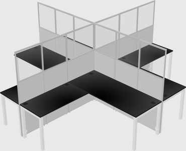 Shared l-shaped cubicles