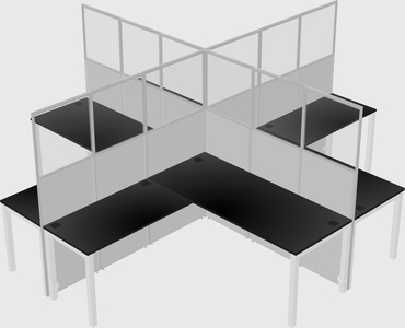 Shared l-shaped cubicles