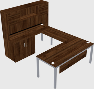 U-shaped desk + cabinet