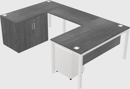 U-shaped desk + cabinet