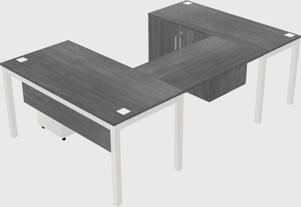 U-shaped desk + cabinet