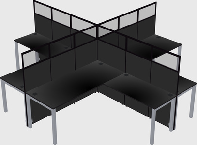 Shared l-shaped cubicles