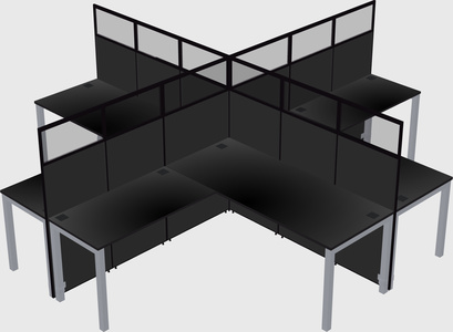 Shared l-shaped cubicles