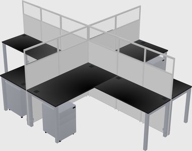 Shared l-shaped cubicles