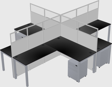Shared l-shaped cubicles