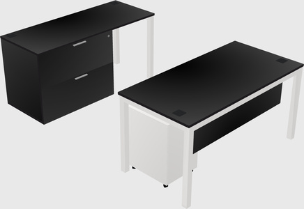 Parallel desk + file cabinet