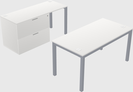Parallel desk + file cabinet